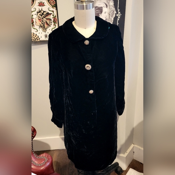 Vintage 50s/60s Velvet Mod Dress size S - Picture 1 of 8